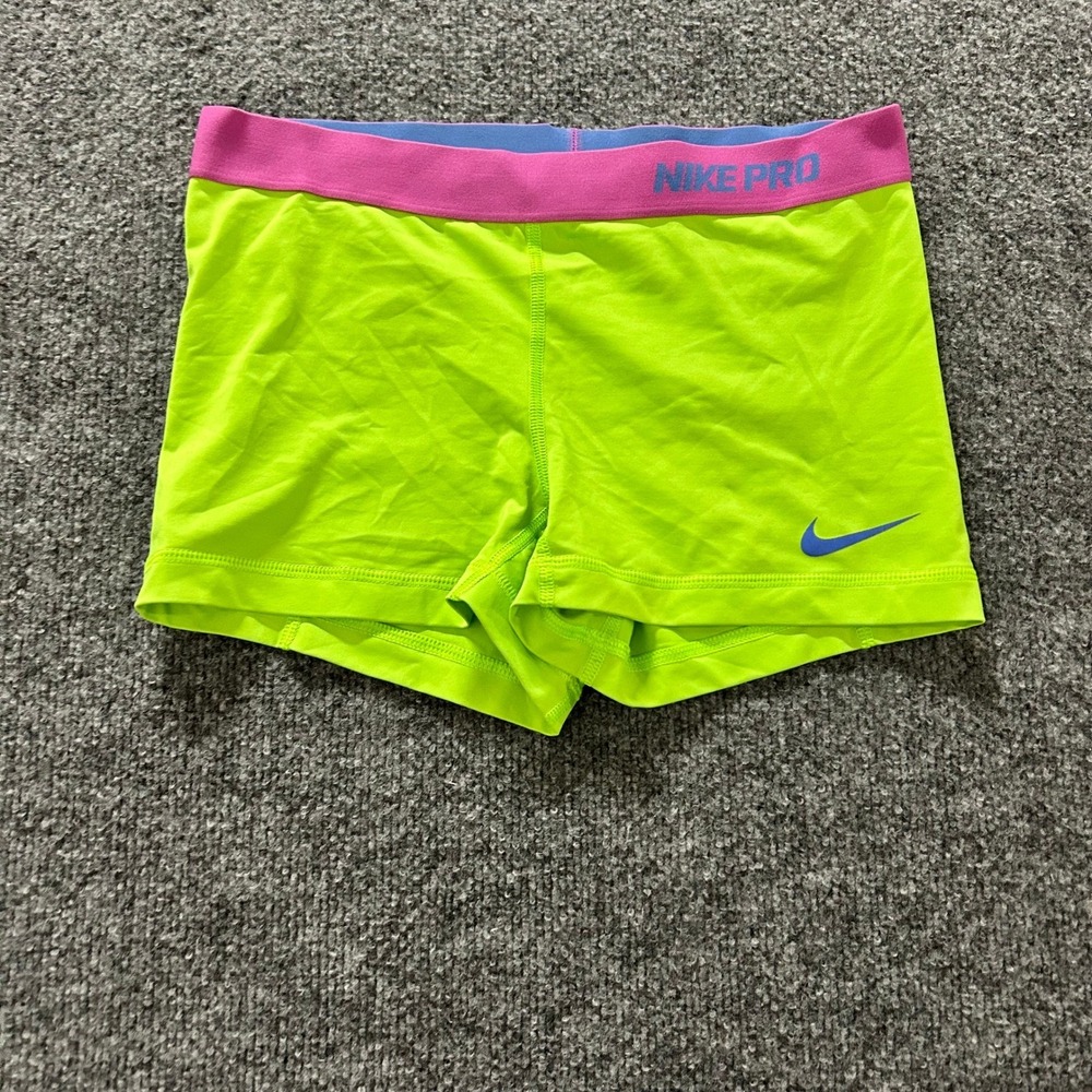 Nike Athletic Shorts Womens Size M Neon Lime Green Pro Compression Volleyball